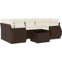 vidaXL 7-delige Loungeset met kussens poly rattan bruin