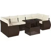 vidaXL 8-delige Loungeset met kussens poly rattan bruin