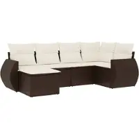 vidaXL 6-delige Loungeset met kussens poly rattan bruin