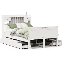 vidaXL Bed met boekenkast zonder matras grenenhout wit 135x190 cm