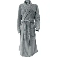 Linnick Flanel Fleece Uni Badjas - Dark Grey - L - Badjas Dames - Badjas Heren