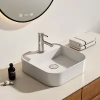 Emke Opzetwastafel - Keramiek - Glans Wit - 40x40x11 cm - Badkamer Wasbak