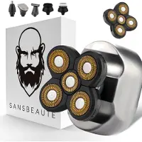 Sansbeauté 6-in-1 Scheerapparaat Mannen + Extra Scheerkop – Trimmer - Tondeuse - SkullSharp Platinum - Skull Shaver - Electric Face & Head Shaver - Hoofd Kaal Scheren – Nat & Droog - Elektrisch