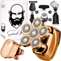 Sansbeauté 6-in-1 Scheerapparaat Mannen – Trimmer - Skull Sharp V2 | 6 HEAD - Nat & Droog - Electric Face Head & Hair Shaver – Hoofd Kaal Scheren - Opzetstukken - Elektrisch