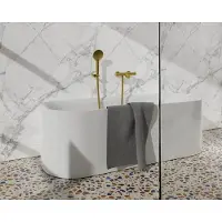 FortiFura Calvi Thermostatische badkraan met ronde handdouche, handdouchehouder en metalen doucheslang Geborsteld Messing PVD (Goud) SW799449/SW720567/SW720226/SW706206