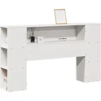 vidaXL Hoofdbord met opbergruimte 150 cm massief grenenhout wit