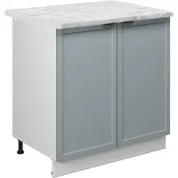 Vicco Keukenonderkast Fame-Line, Licht blauw-grijs/Wit, 80 cm marmer werkblad