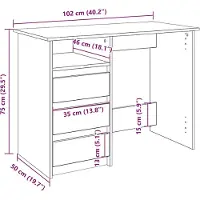 vidaXL Bureau 102x50x75 cm bewerkt hout wit