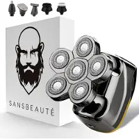 Sansbeauté 6-in-1 Scheerapparaat Mannen – Trimmer - SkullSharp V2 | 6 HEAD - Nat & Droog - Electric Face Head & Hair Shaver – Hoofd Kaal Scheren - Opzetstukken - Elektrisch