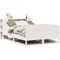 vidaXL Bed met boekenkast zonder matras grenenhout wit 160x200 cm