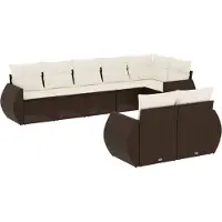 vidaXL 8-delige Loungeset met kussens poly rattan bruin