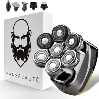 Sansbeauté 6-in-1 Scheerapparaat Mannen – Trimmer - SkullSharp V2 | 7 Head - Nat & Droog - Electric Face Head & Hair Shaver – Hoofd Kaal Scheren - Opzetstukken - Elektrisch