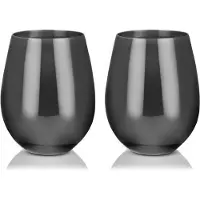 Viski Stemless wijnglas - RVS - 532ml - Gunmetal - Set van 2