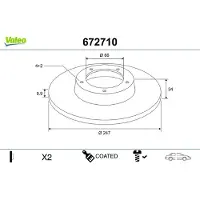 Valeo 672710 Remschijf