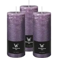 Wiedemann Cilinderkaars/stompkaars - 3x - rustieke kaars - paars - 7 x 16 cm - 66 branduren