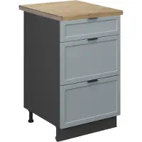 Vicco Keukenonderkast Fame-Line, Licht blauw-grijs/Antraciet, 50 cm, WB Eik