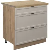 Vicco Fame-Line Keukenonderkast – 80 cm met 3 laden, WB Eik GrijsBeige