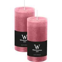 Wiedemann Cilinderkaars/stompkaars - 2x - rustieke kaars - oudroze - 6 x 12 cm - 42 branduren