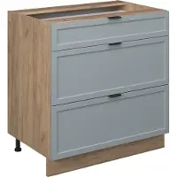 Vicco Fame-Line Keukenonderkast – 80 cm met 3 laden, WB Marmer Licht blauw-grijs