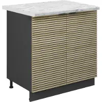 Vicco Keukenonderkast Fame-Line, Eiken paneel/Antraciet, 80 cm marmer werkblad