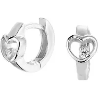 The Jewelry Collection Zilver Gerhodineerde Klapoorringen hart zirkonia 1332215