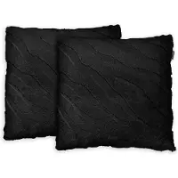 Eleganzzz Jacquard Rabbit Fur Sierkussens - black 50x50cm - Set van 2
