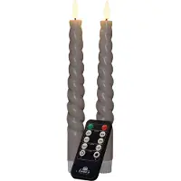 Anna's Collection Led dinerkaars 23 cm | Taupe | Gedraaid | 3D vlam | 2 stuks
