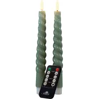 Anna's Collection Led dinerkaars 23 cm | Jade Groen | Gedraaid | 3D vlam | 2 stuks