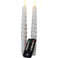 Anna's Collection LED Dinerkaars 3D-vlam Swirl Wit D 2,5 H 23 Cm 2 Stuks