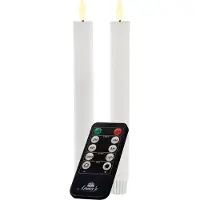 Annas collection B.O. 2Pcs 3D Wick White Ribbel Taper Candle kaars 23 cm Rustic Wax Anna's Collection