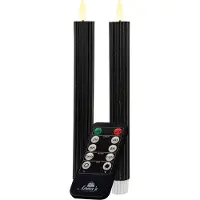 Annas collection B.O. 2Pcs 3D Wick Black Ribbel Taper Candle kaars 23 cm Rustic Wax Anna's Collection