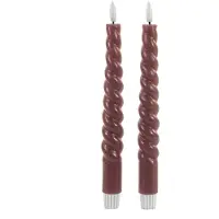 Anna's Collection Led dinerkaars 23 cm | Antiek Roze | Gedraaid | 3D vlam | 2 stuks
