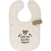 Vib - Slabbetje luxe velours - love you BEARY much beige - Babykleertjes - Slabbetjes - zwangerschap aankondiging - baby aankondiging