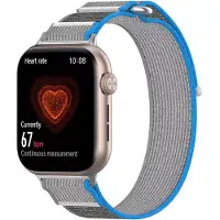 Strap-it Nylon bandje met klittenbandsluiting - geschikt voor Honor Watch 5 (grijs met blauw)
