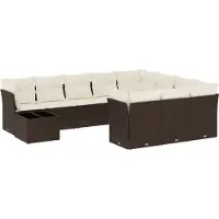 vidaXL 11-delige Loungeset met kussens poly rattan bruin