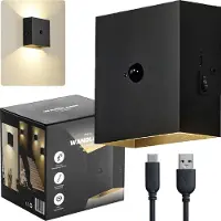 Pitt & co. Oplaadbare Wandlamp Binnen - met Bewegingssensor - Zwart op Accu – 2700K – Trapverlichting – USB-C – Up Down