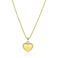 Zinzi 18mm gold plated zilveren hanger hart met parelrand voor gravure ZIH2652G (zonder collier)