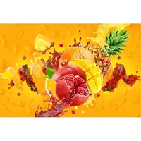 Karo-art 405cm X 270cm - Fotobehang - Kleurrijke tropische vruchten, Multikleur, 11 maten, inclusief behanglijm