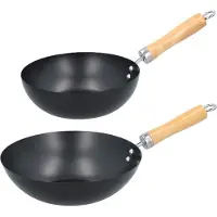 Alpina Wokpannen voordeel set met houten handvat - Dia 25 en 20 cm