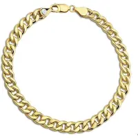 The Jewelry Collection For Men Armband Geslepen Gourmet 6 mm 21 cm - Geelgoud Met Zilveren Kern