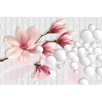 Karo-art 368cm X 280cm - Fotobehang - Prachtige Magnolia, 3D look, te koop in 11 maten, Premium Print, incl behanglijm