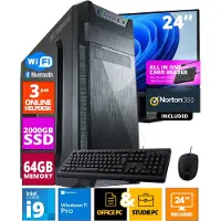 Screenon - Allround Office PC Set - 24 Inch Monitor + Muis + Toetsenbord | Inclusief Norton 360 & USB SD Card Reader + WiFi & Bluetooth