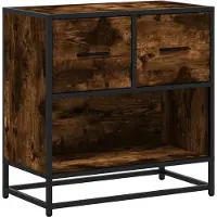 vidaXL Nachtkastje 60x31x60 cm bewerkt hout en metaal gerookt eiken