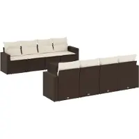 vidaXL 9-delige Loungeset met kussens poly rattan bruin