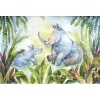 Karo-art Fotobehang Neushoorn Voor Kinderen - Vliesbehang - 460 x 300 cm