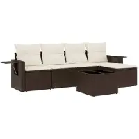 vidaXL 6-delige Loungeset met kussens poly rattan bruin