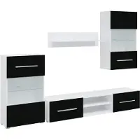 vidaXL 5-delige Tv-meubels met LED-verlichting bewerkt hout matzwart