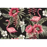 Karo-art 520cm X 318cm - Fotobehang - Tropische bloemen en Flamingo's Vintage, 11 maten, premium print, incl behanglijm