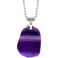 Behave Lange ketting met hanger van natuursteen