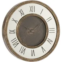 J-Line Klok Romeinse Cijfers Spiegel Mdf Antiek Goud Small